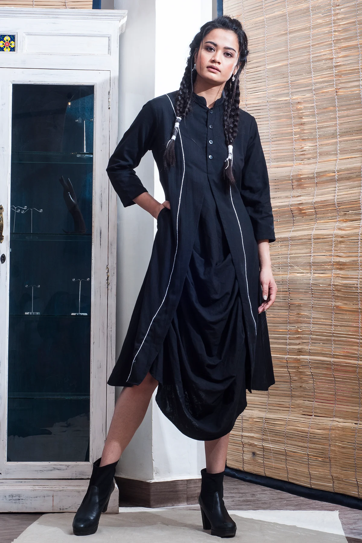 Pirna - Black Cowl Dress - Image 2