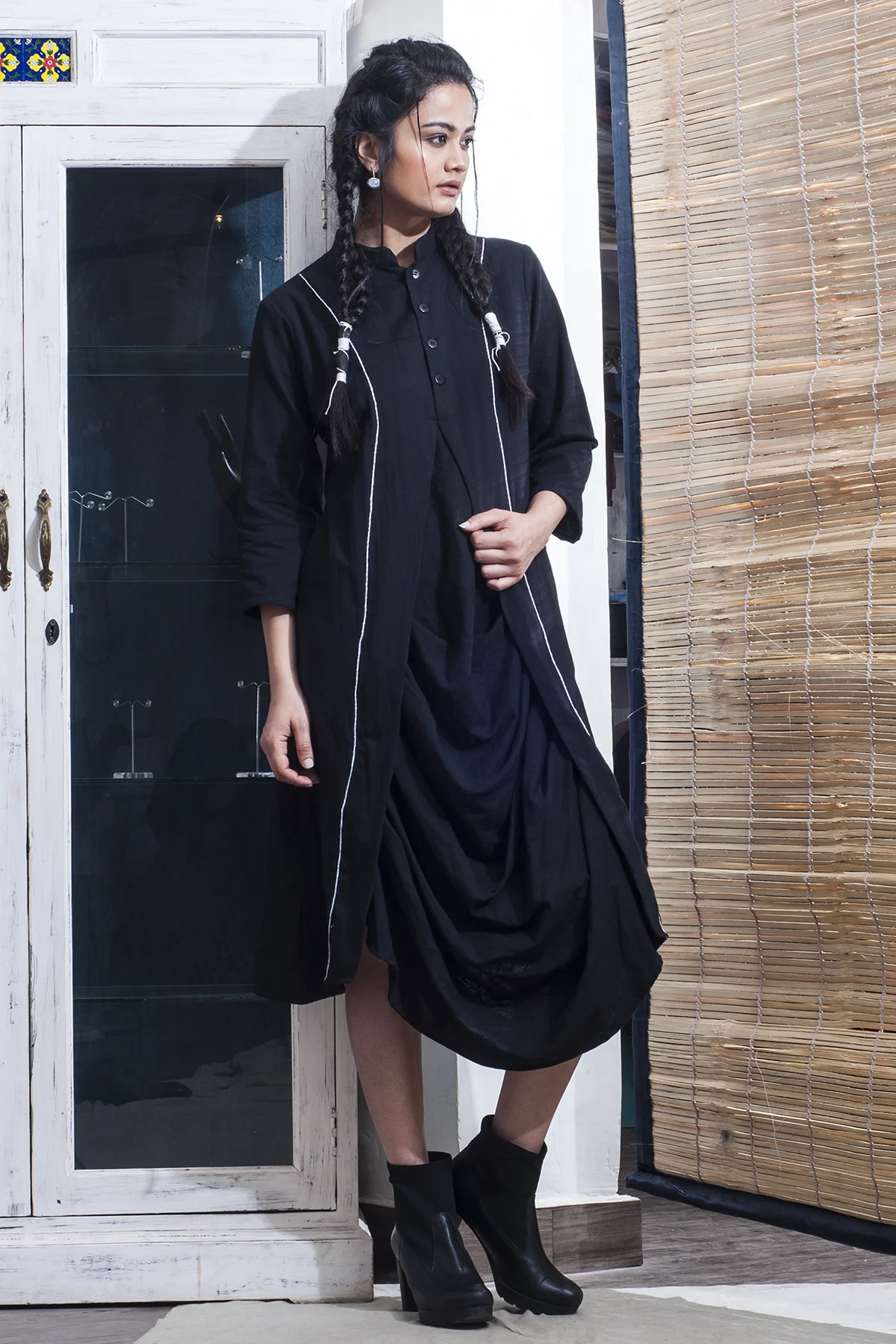 Pirna - Black Cowl Dress - Image 3