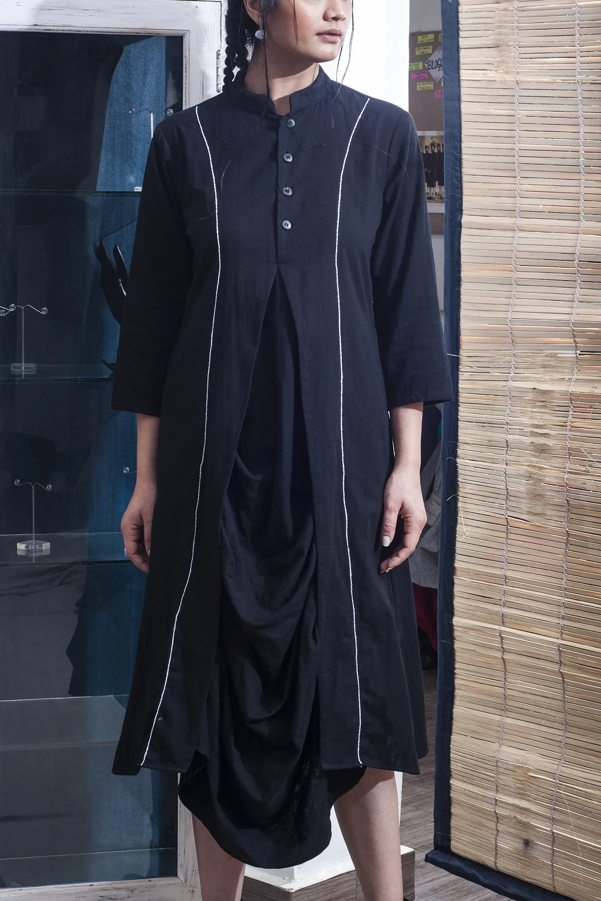 Pirna - Black Cowl Dress - Image 4