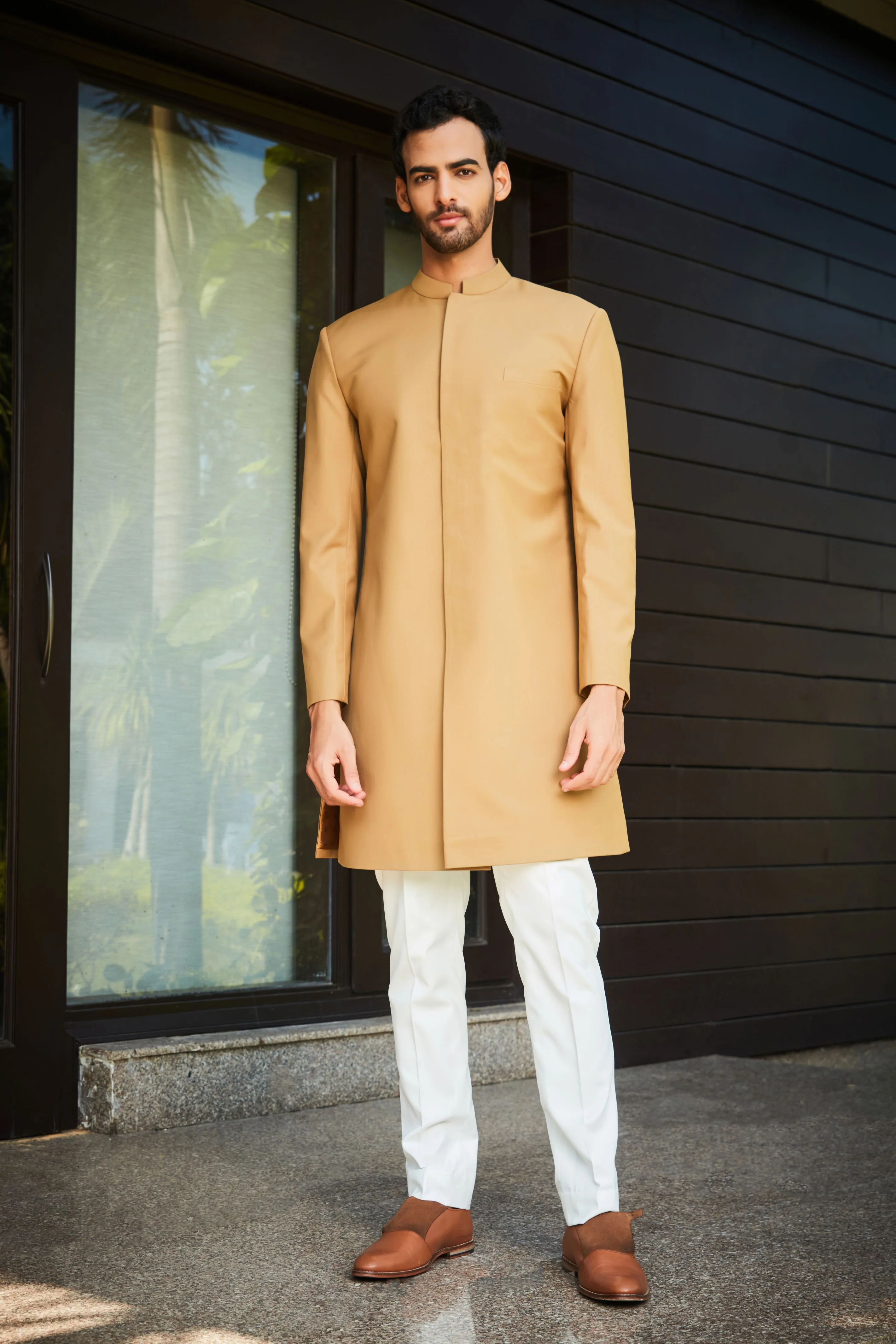 Prit- Beige Achkan set - Image 2