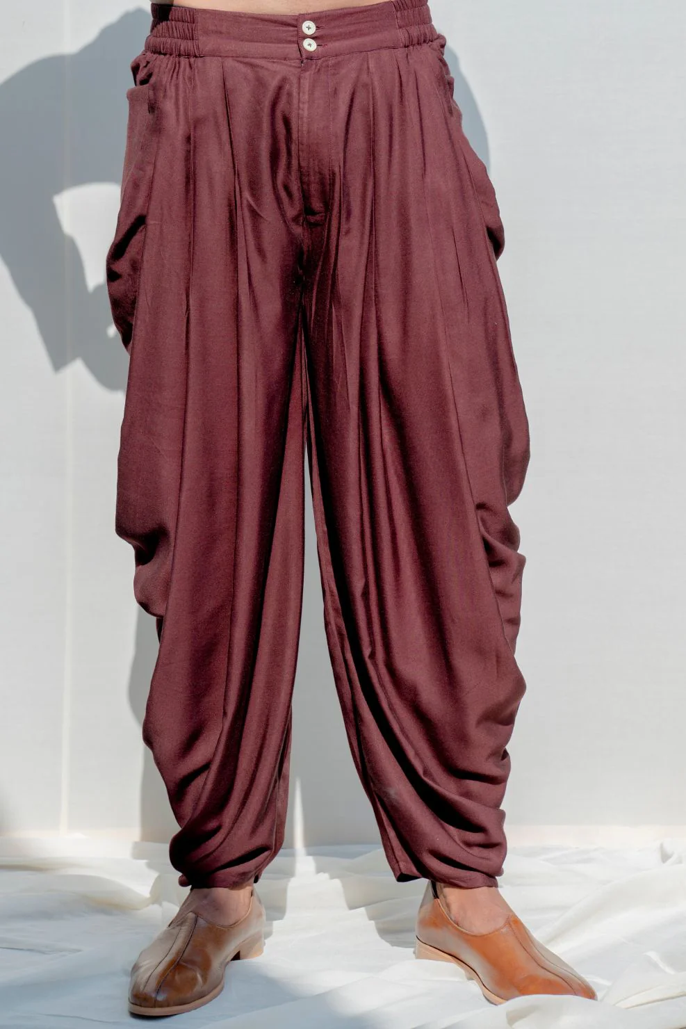 Ramble- Brown Asymmetric Kurta & Dhoti Pants Set - Image 5