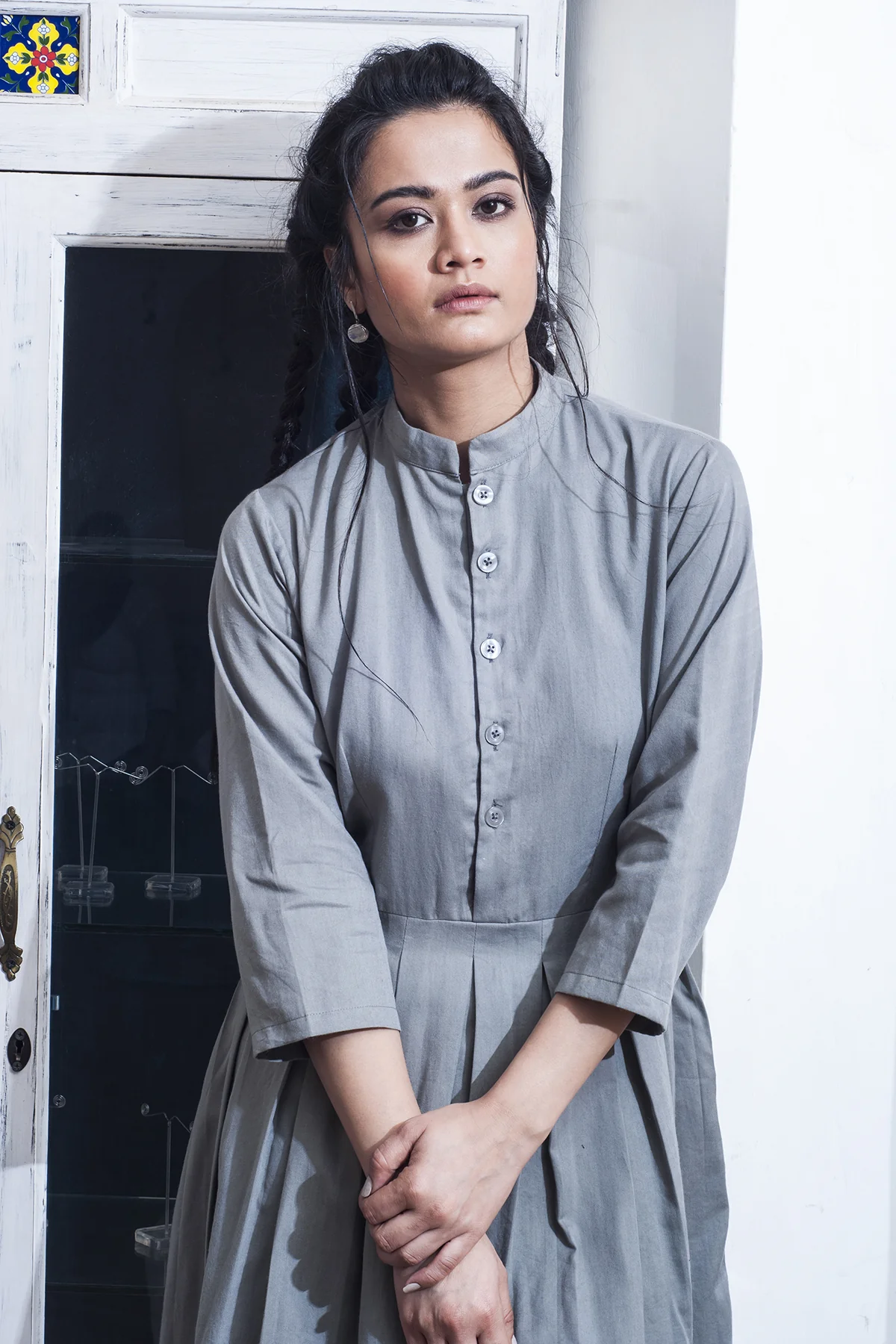 Ramer - Grey Flared & Pleats Dress - Image 5