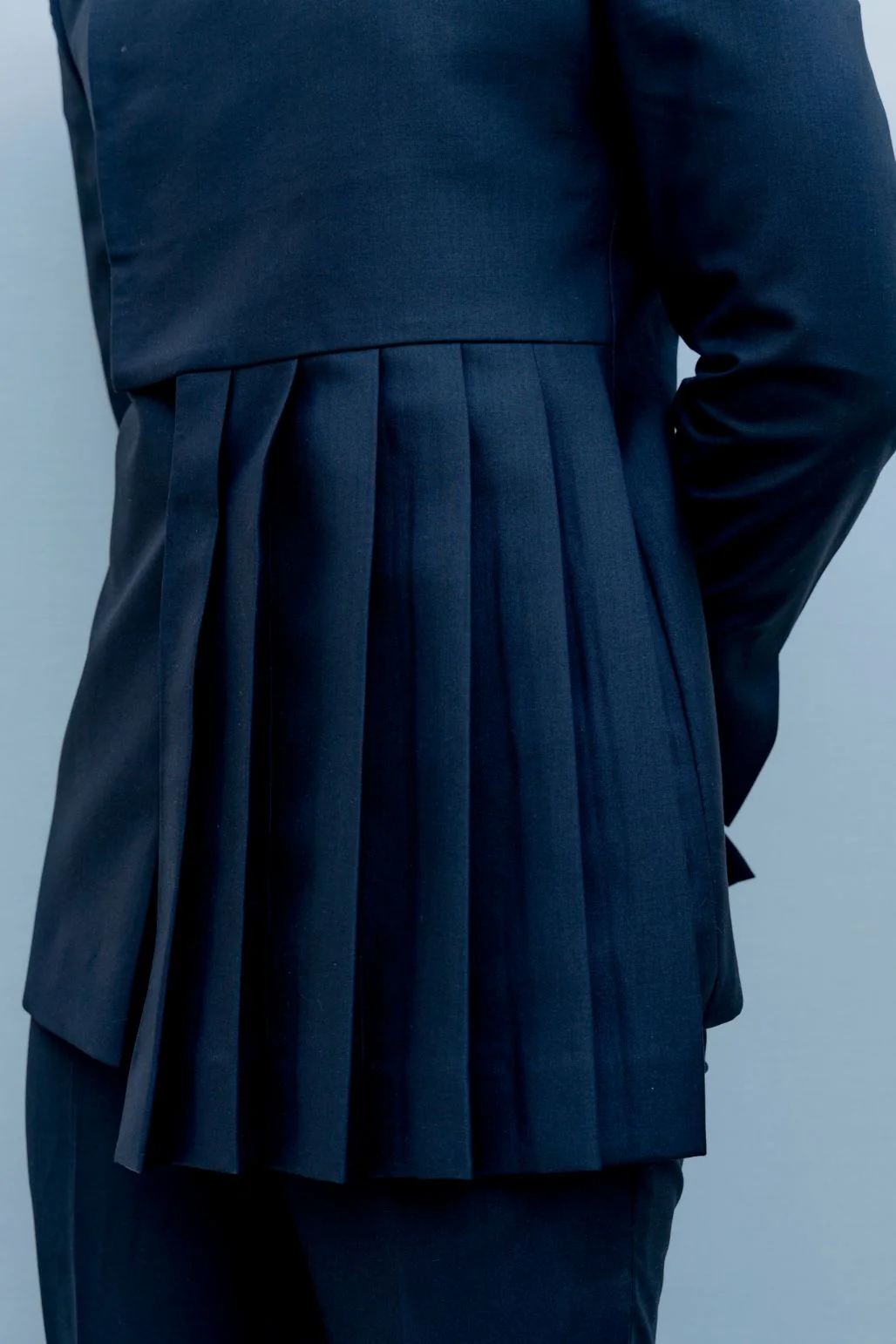 Raven - Black Indo Western Pleated Jacket Set - Image 3