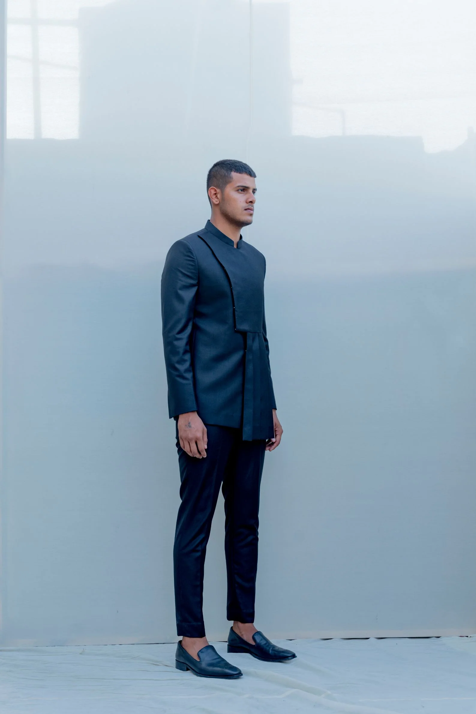 Raven - Black Indo Western Pleated Jacket Set - Image 4