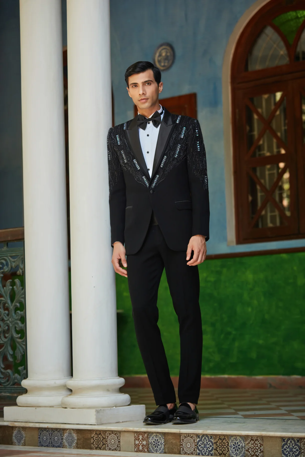 Remsey Black Embroidered Classic Tuxedo - Image 4