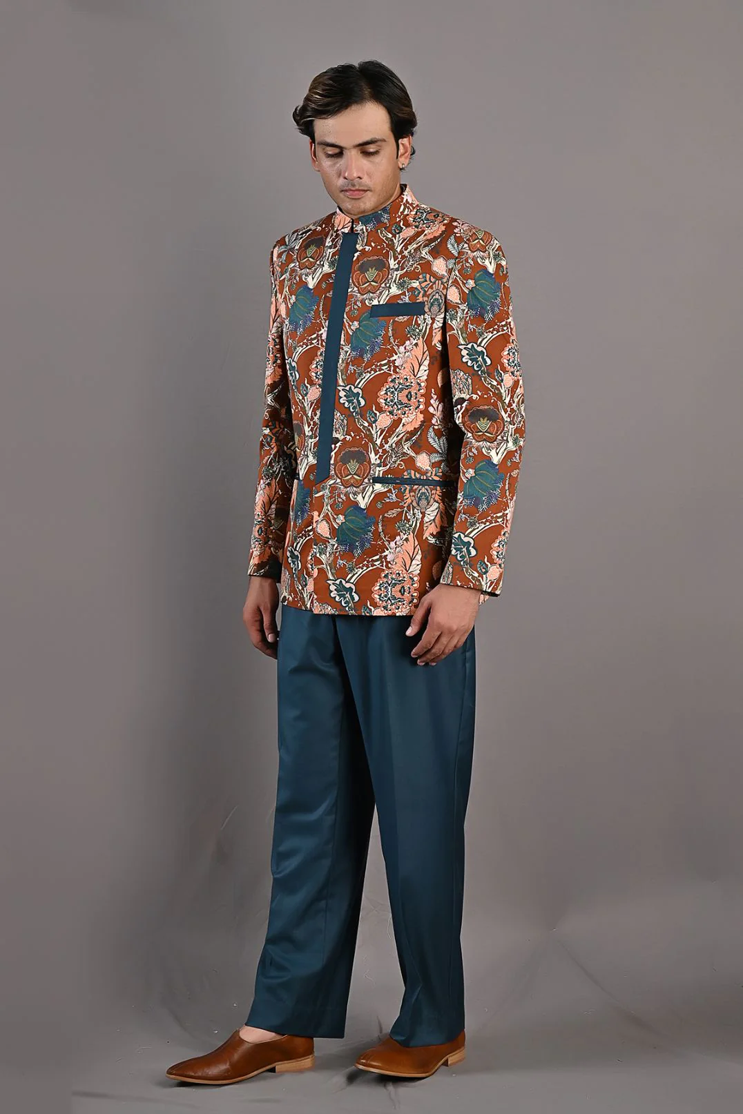 Ren Multi Printed Bandhgala Jacket With Pant - Image 2