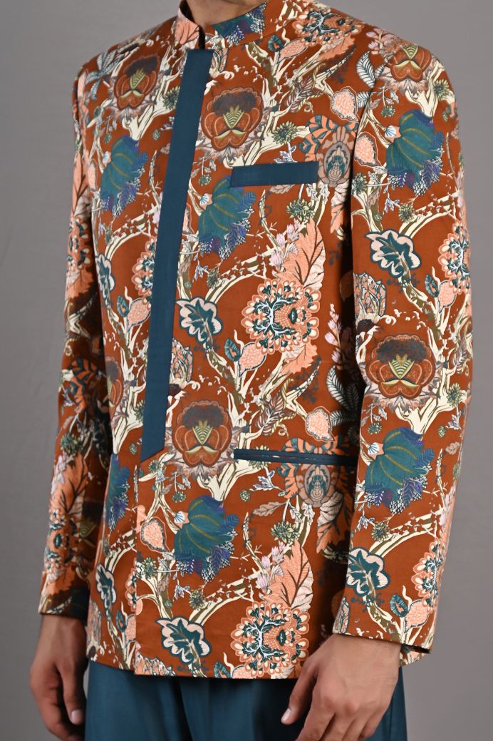 Ren Multi Printed Bandhgala Jacket With Pant - Image 3
