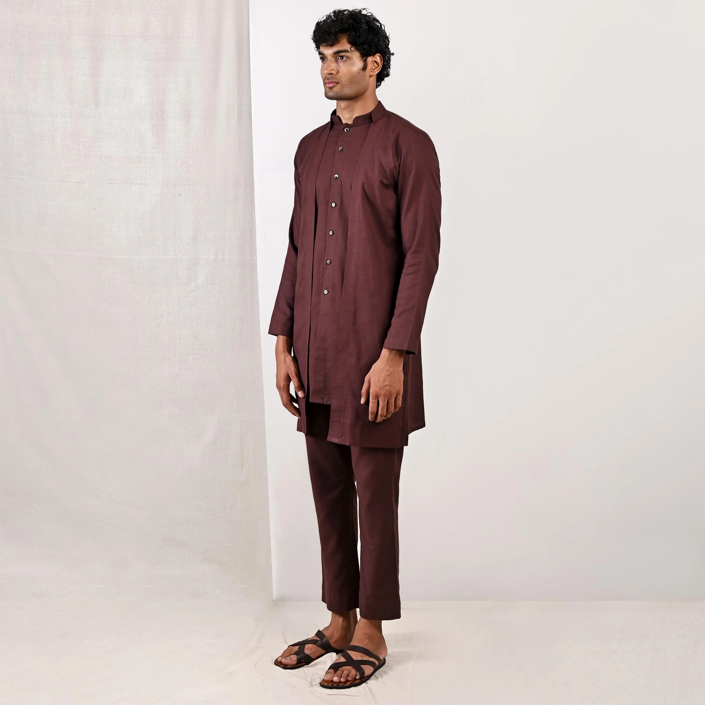 Reuben - Dark Mahogany Short Kurta Set - Image 4