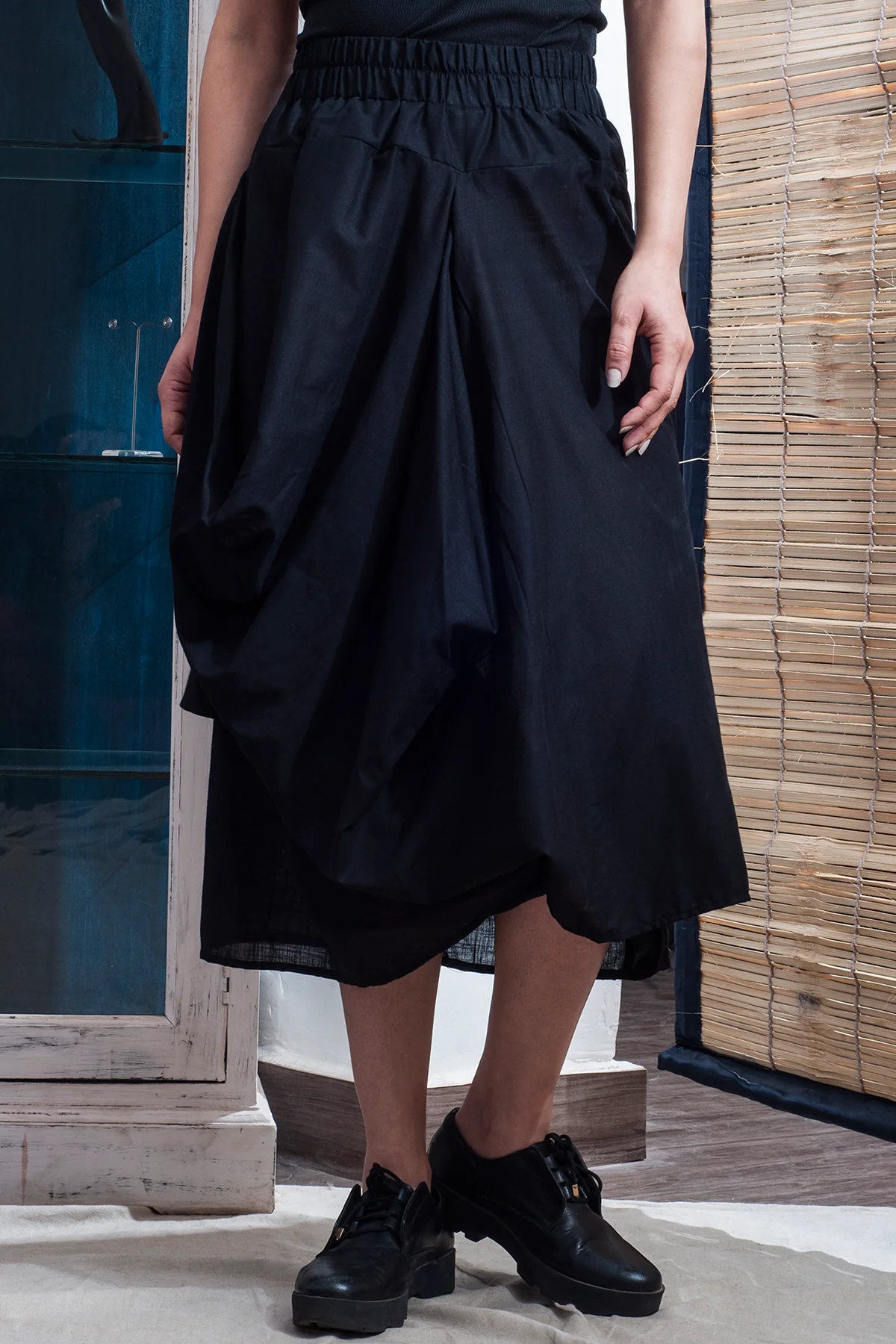 Rocko - Black Asymmetric Cowl Dress - Image 3