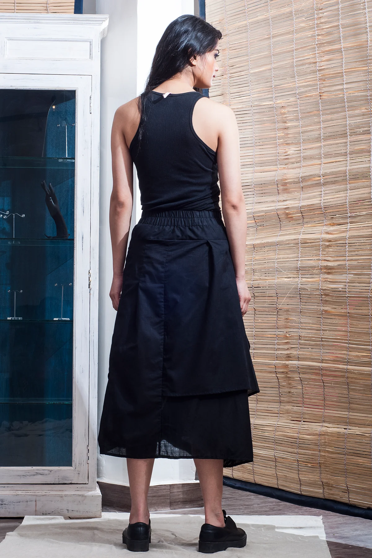 Rocko - Black Asymmetric Cowl Dress - Image 4