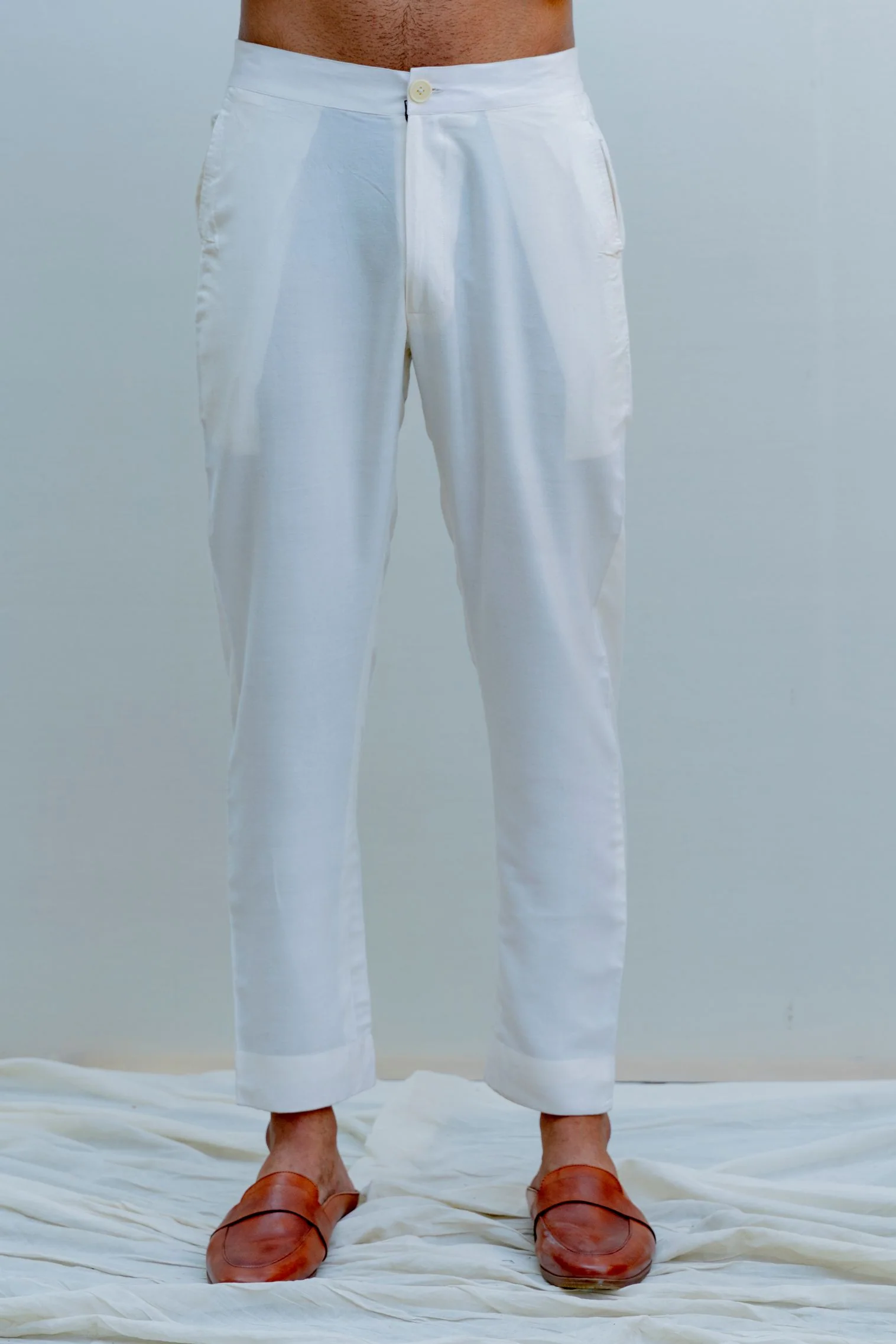 Romani - Milky White Embroidered Nehru Jacket with Kurta Set - Image 6