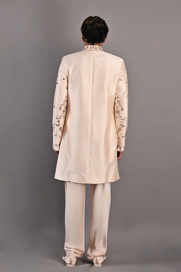 Rosen - Peach Hand Embroidered Sherwani Jacket set - Image 6