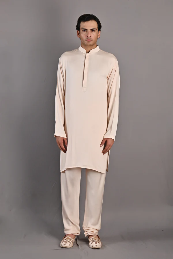 Rosen - Peach Hand Embroidered Sherwani Jacket set - Image 7