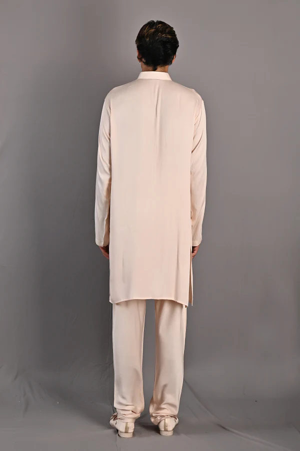 Rosen - Peach Hand Embroidered Sherwani Jacket set - Image 8