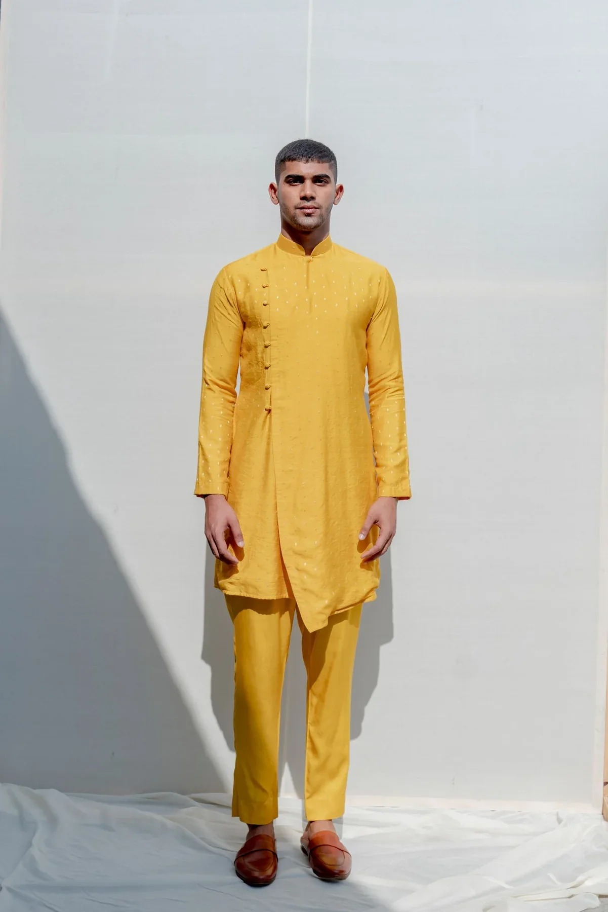 ROVER - MUSTARD ASYMMETRICAL KURTA SET