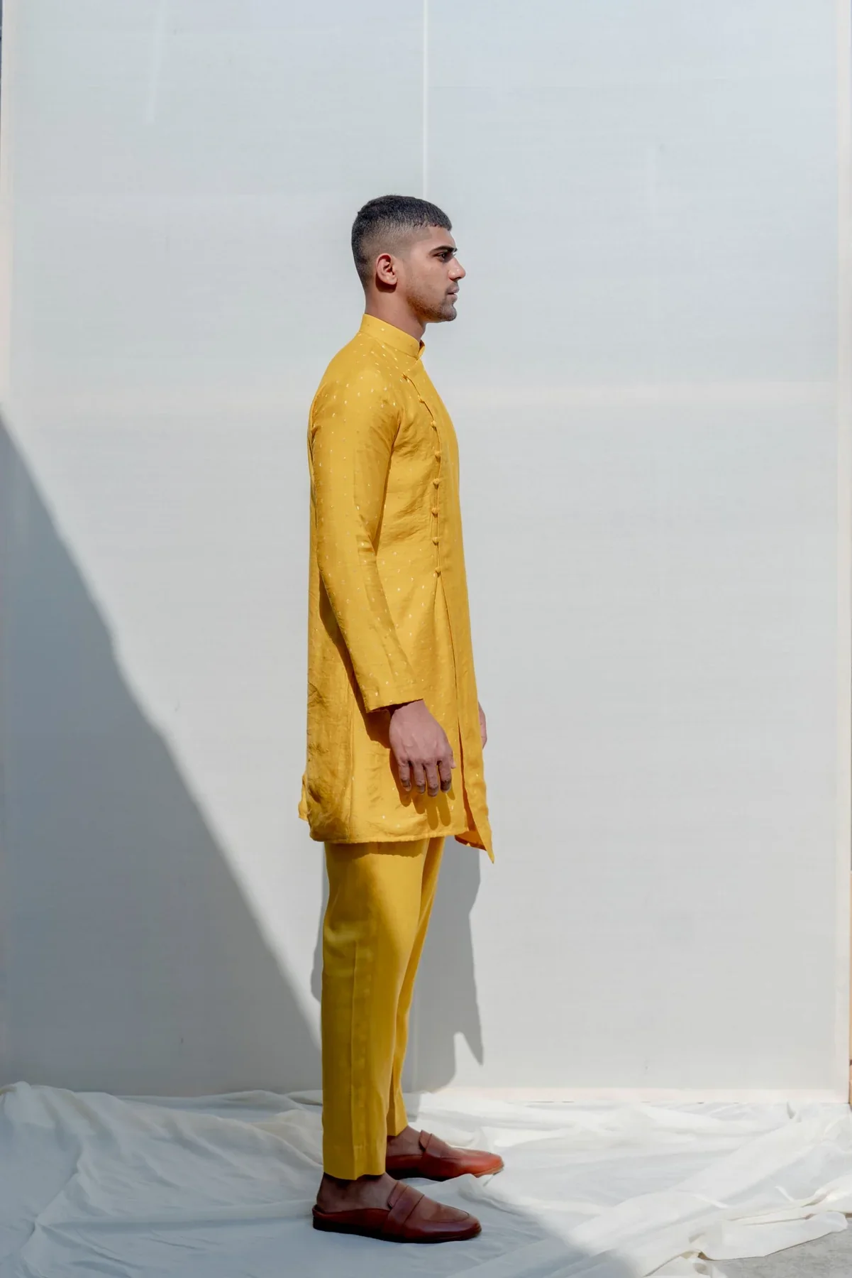 ROVER - MUSTARD ASYMMETRICAL KURTA SET - Image 3