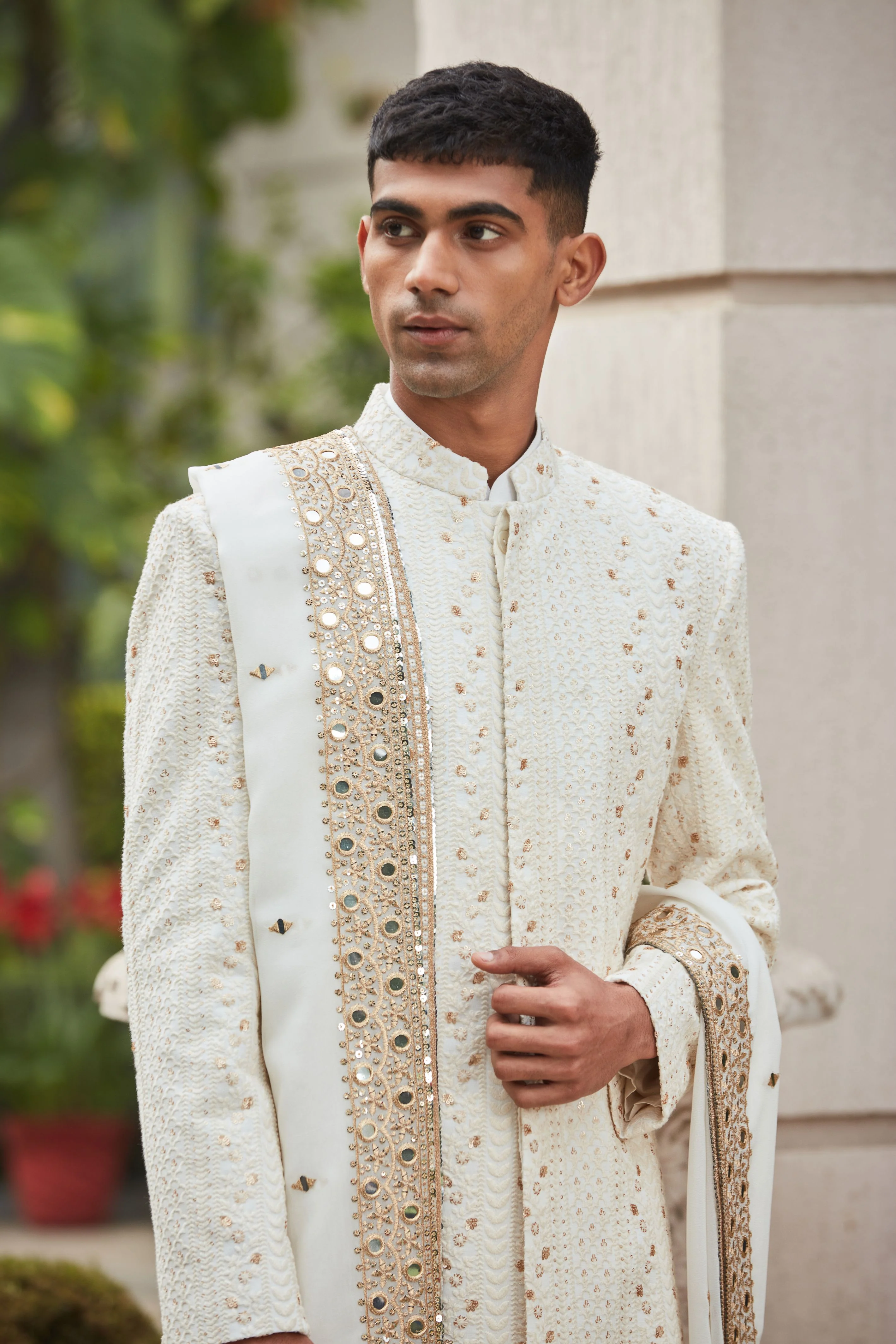 Rudra Sherwani Jacket Set with Stole - Image 3