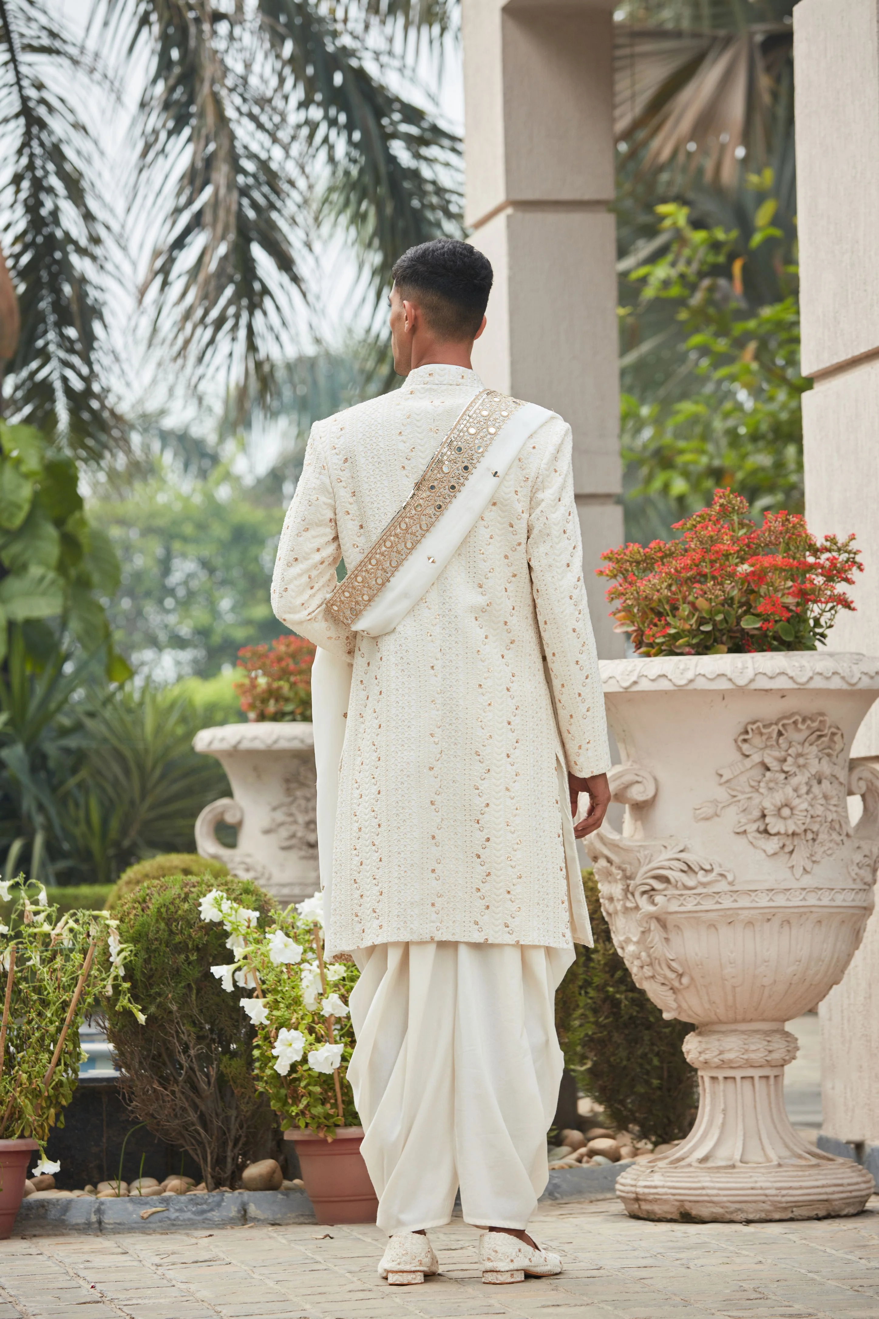 Rudra Sherwani Jacket Set with Stole - Image 4