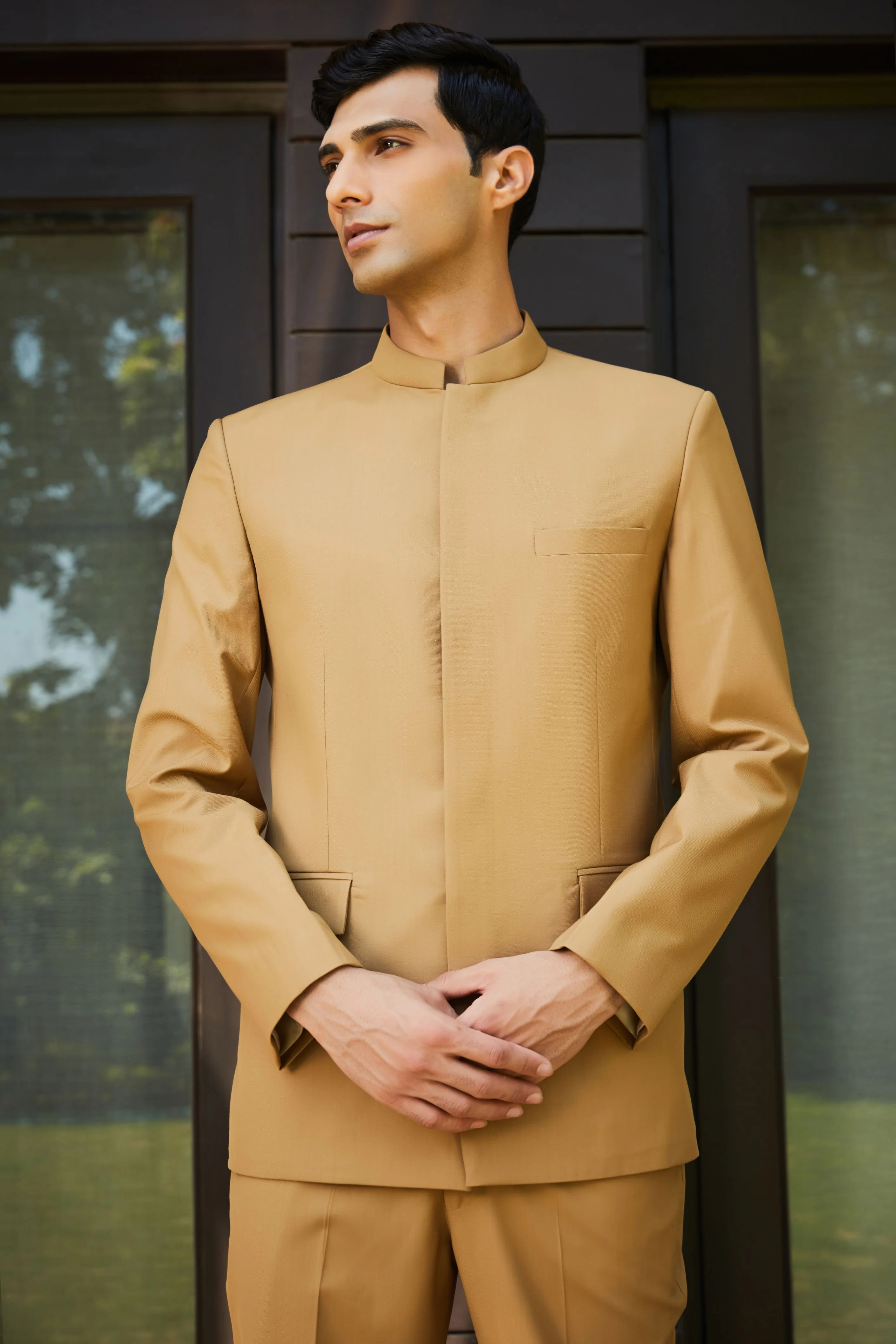 Russel- Beige Bandhgala set - Image 2