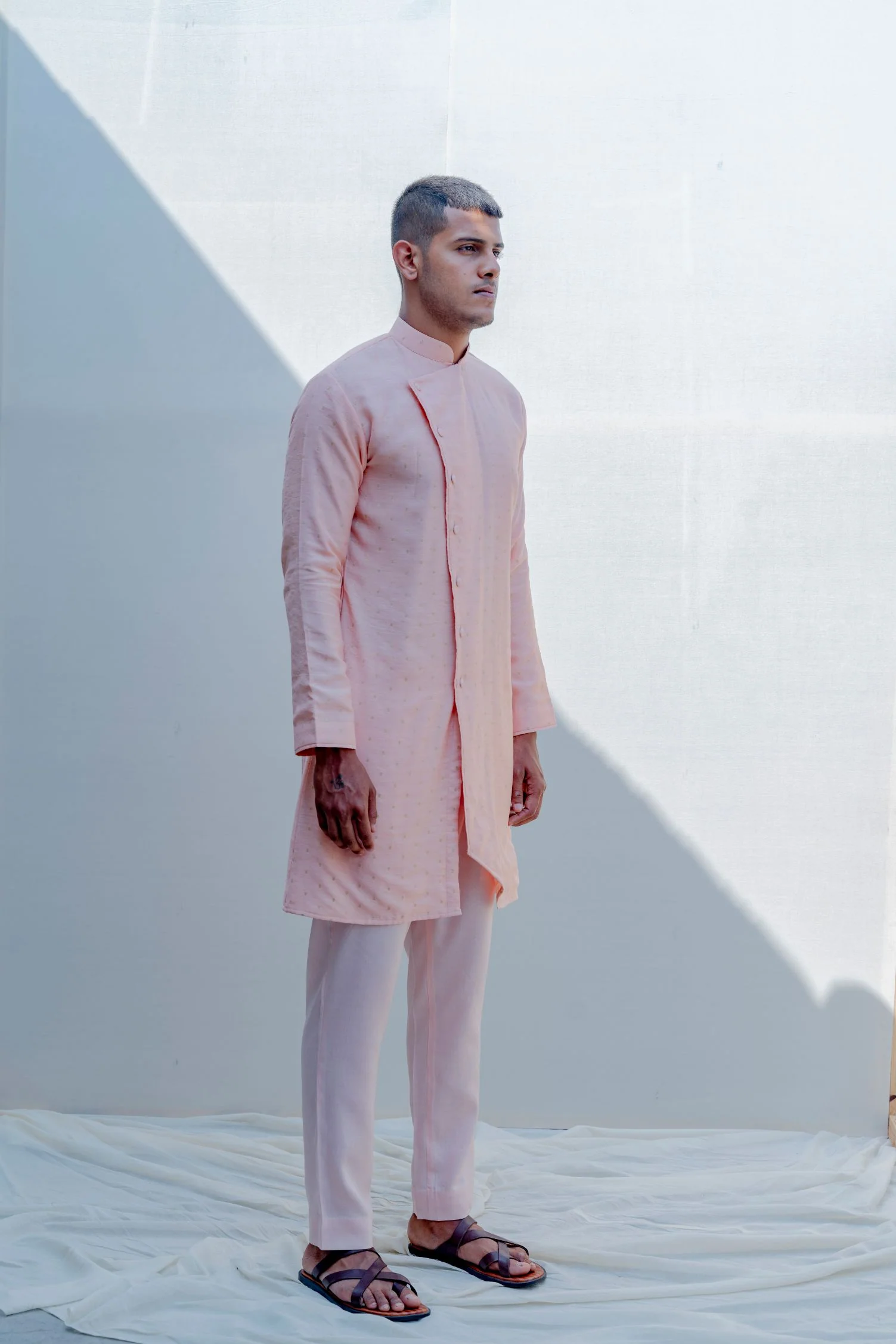 Sinti- Peach Asymmetric Kurta Set - Image 2