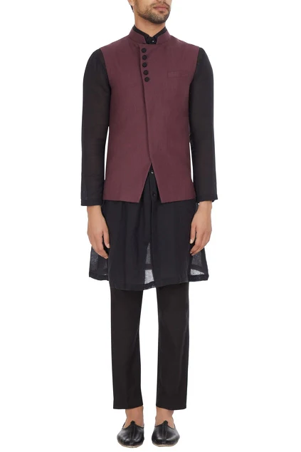 Sophis - Wine Nehru jacket Set - Image 3