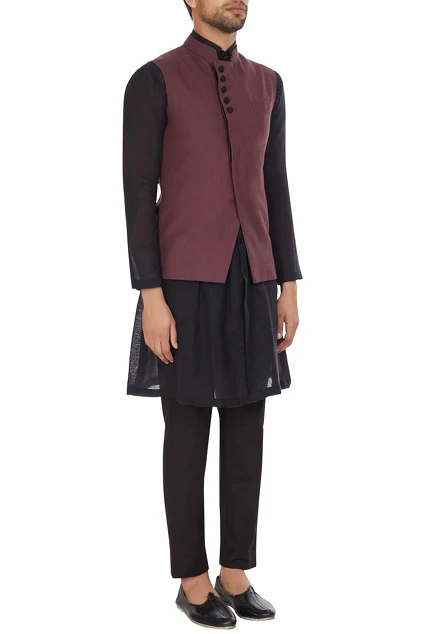 Sophis - Wine Nehru jacket Set - Image 5