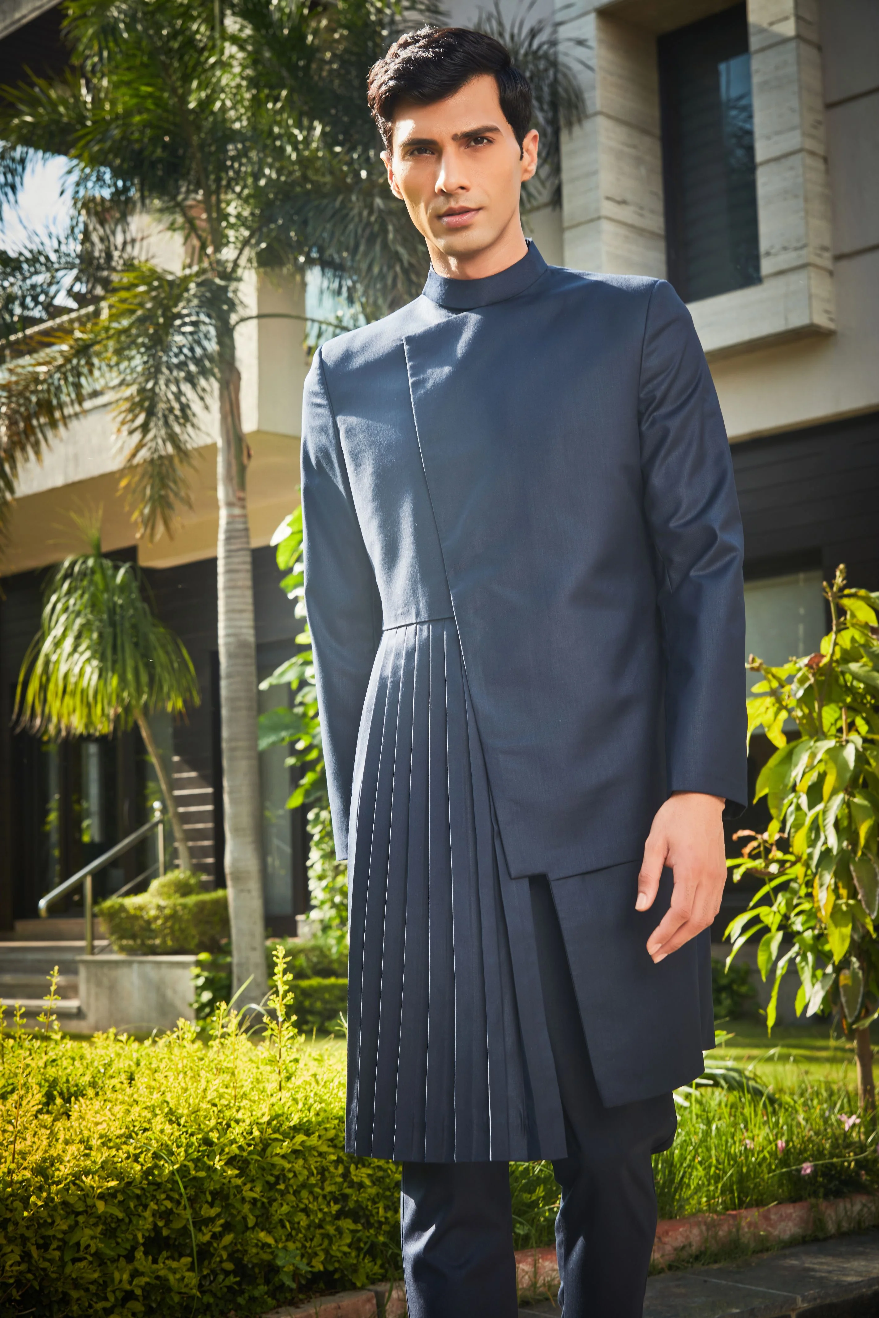 Stygian- Navy Blue Indo-western Set - Image 2
