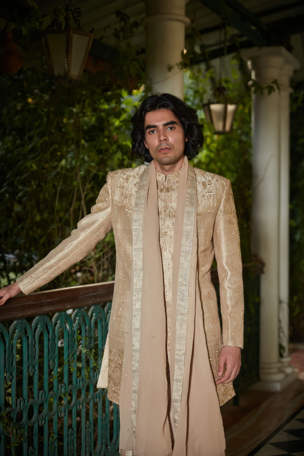 Sunlit - Embroidered Sherwani in Beige Gold - Image 3