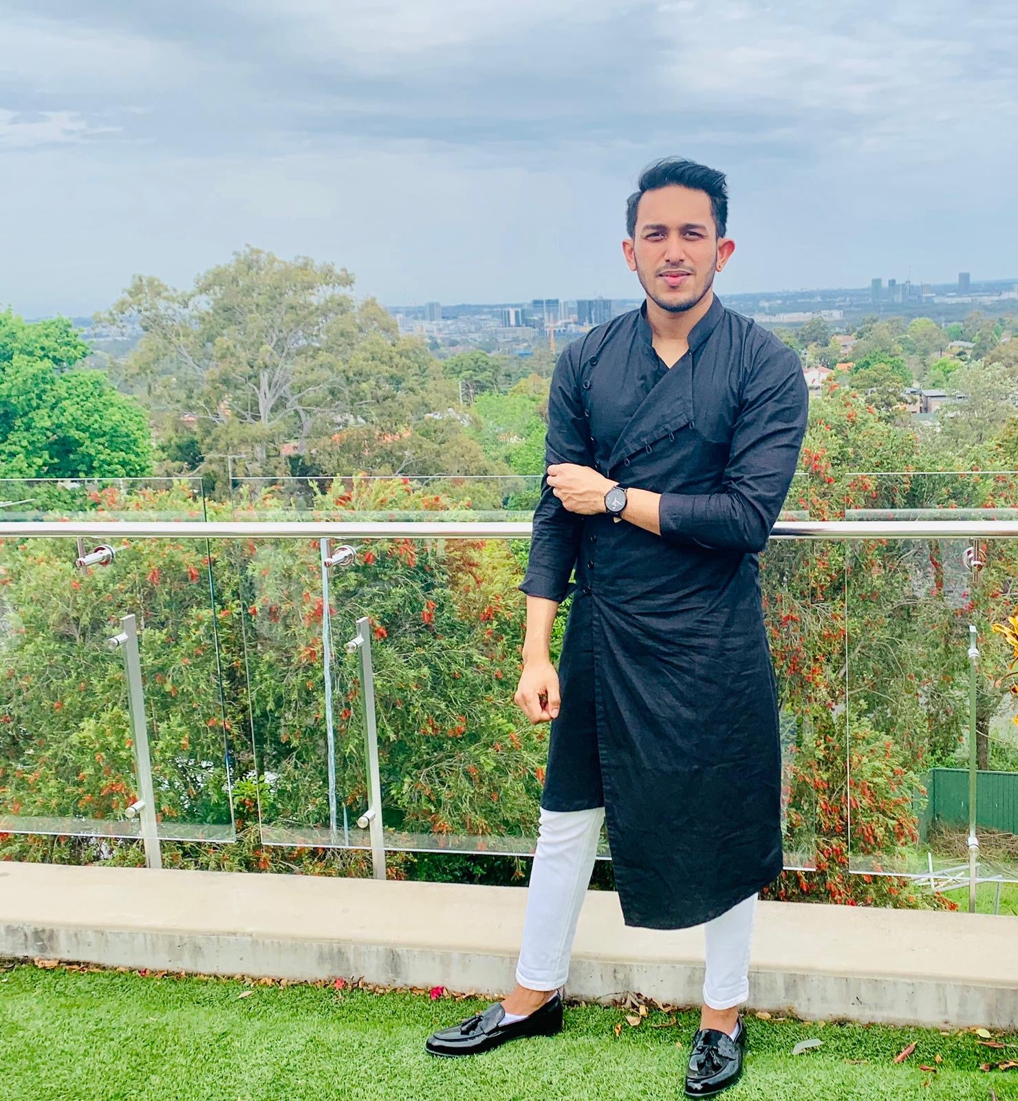 Tanmoy Dipto - Black Kurta With White Pant Set - Image 2