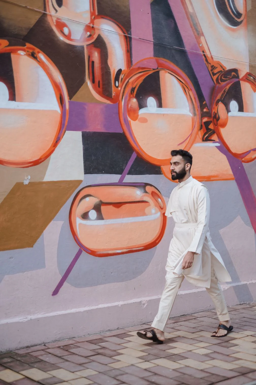 Tejeshwar Sandhoo - Off White Cape Style Kurta Set