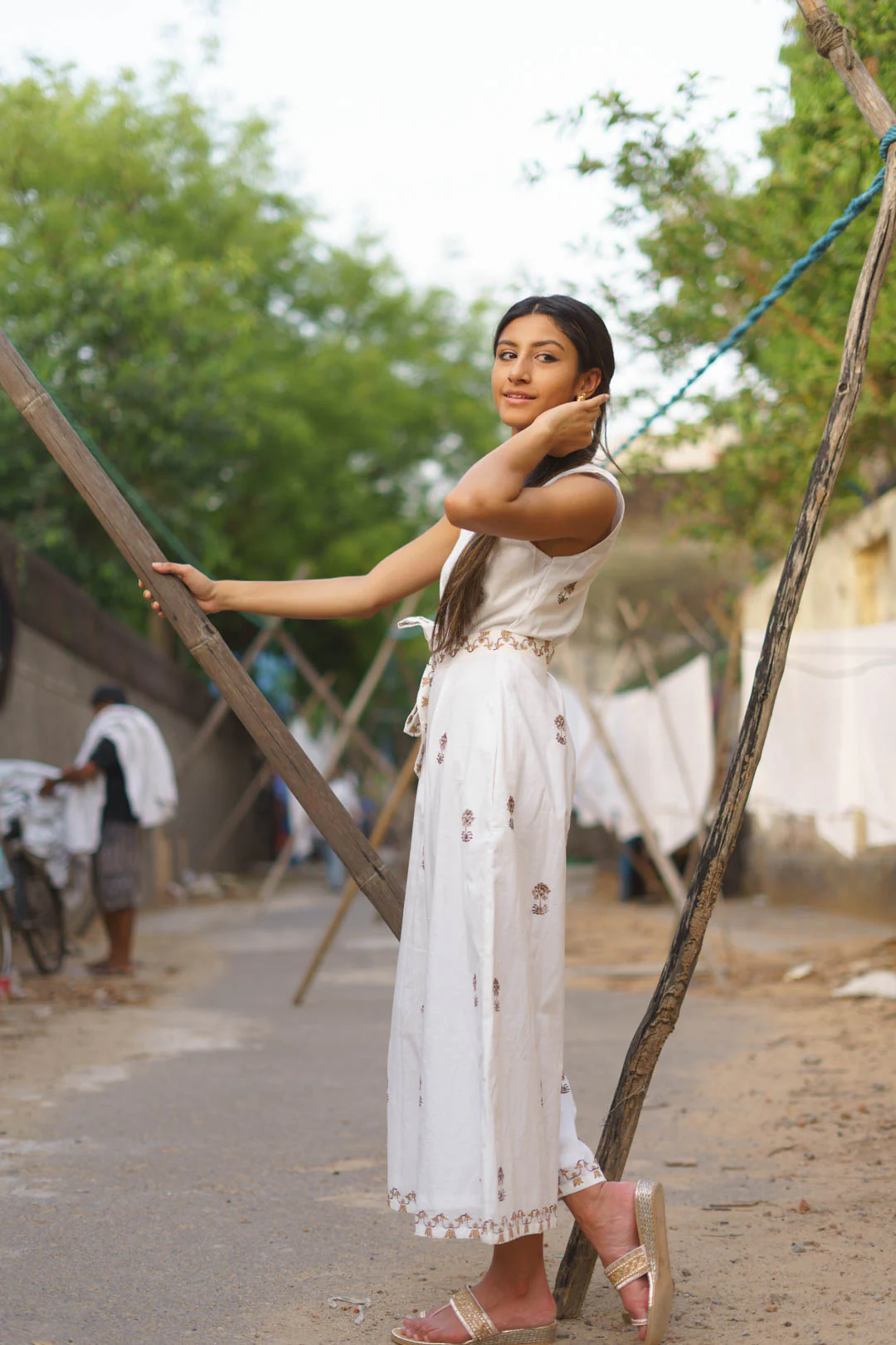 Block Printed White Jumpsuit - Image 3