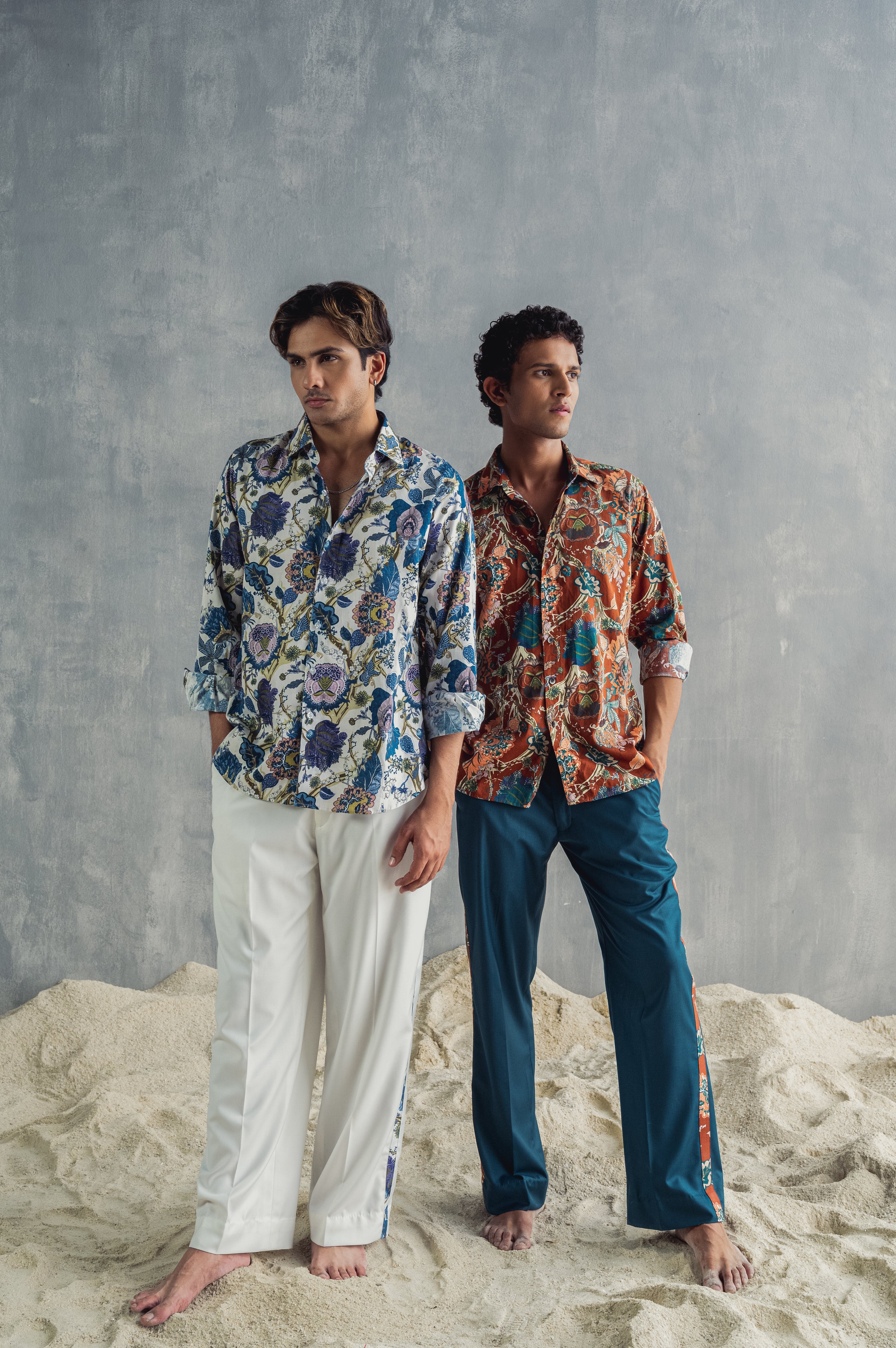 Thyme - Maroon & Multi Printed Shirt & Teal Green pant Set