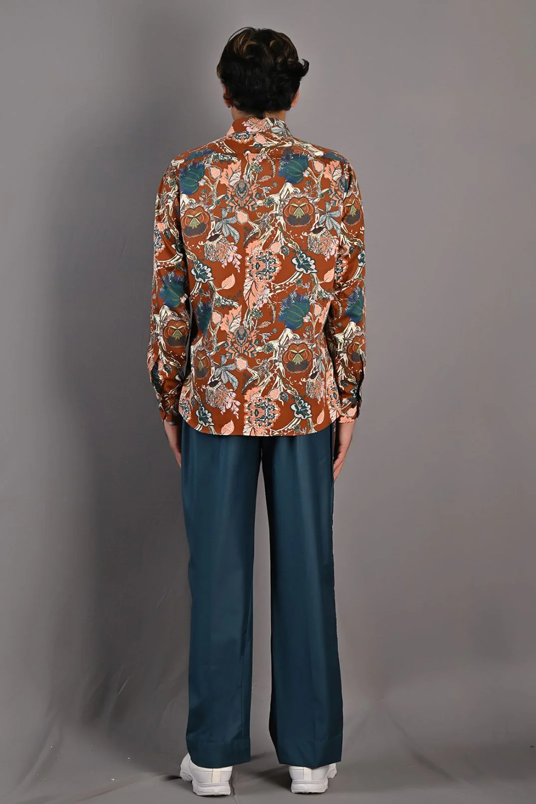 Thyme - Maroon & Multi Printed Shirt & Teal Green pant Set - Image 5