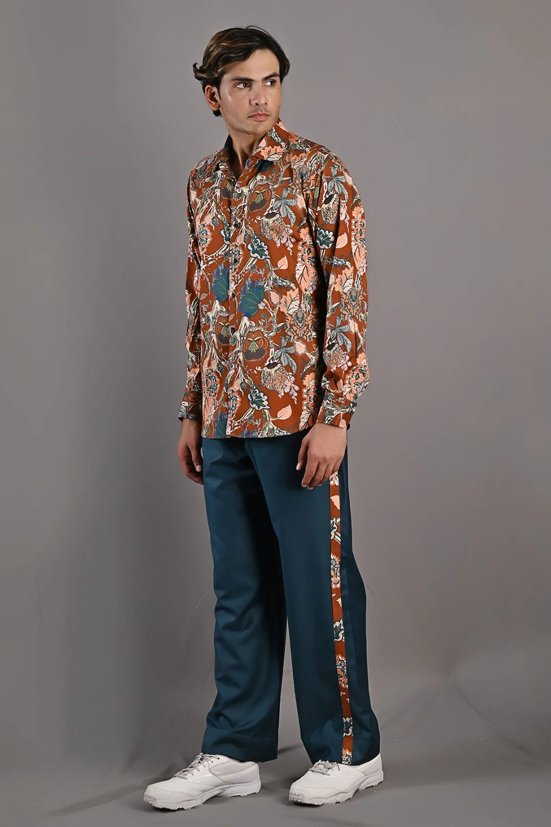 Thyme - Maroon & Multi Printed Shirt & Teal Green pant Set - Image 6
