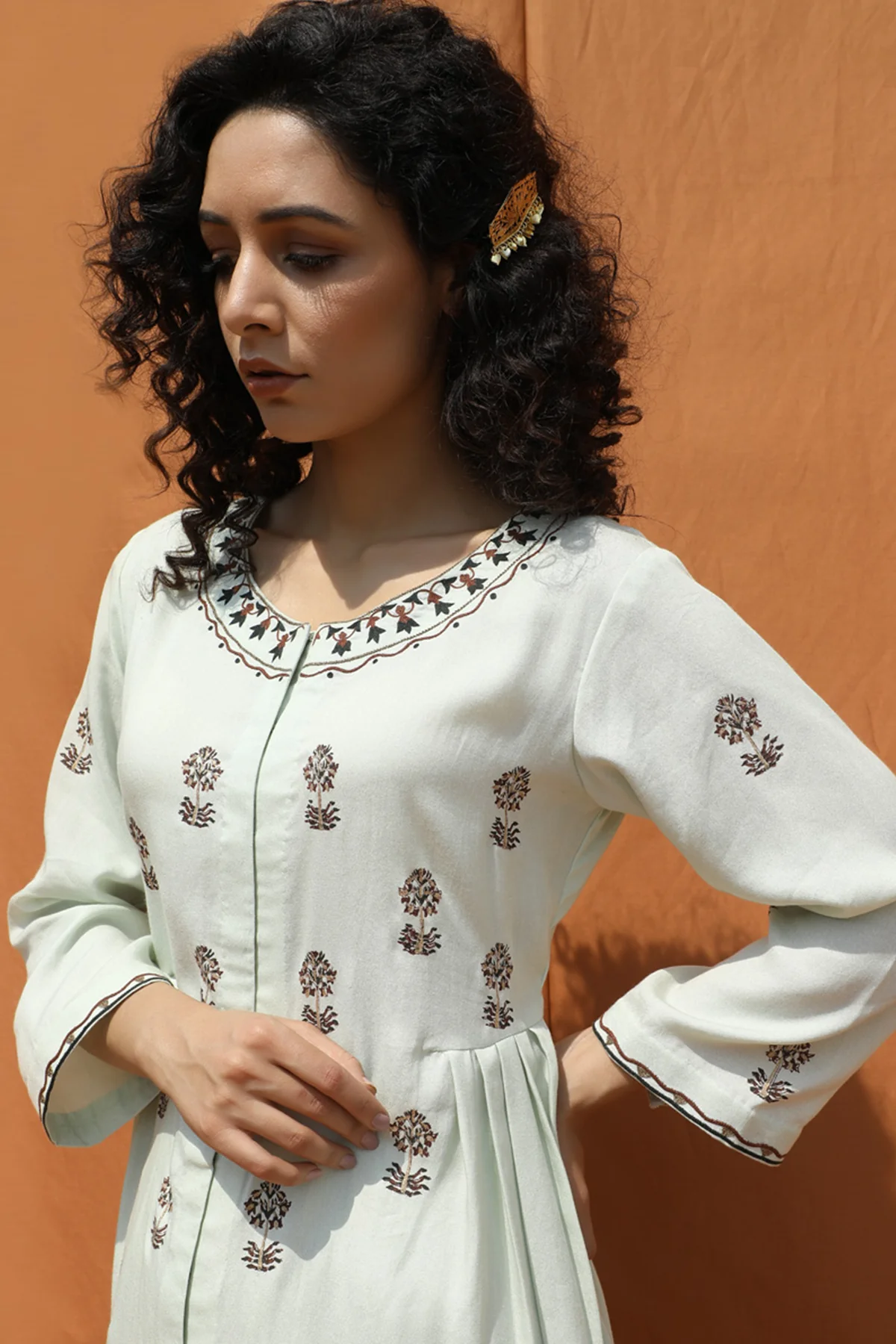 Light Mint Green Block Print Shirt and Tulip Pants - Image 3