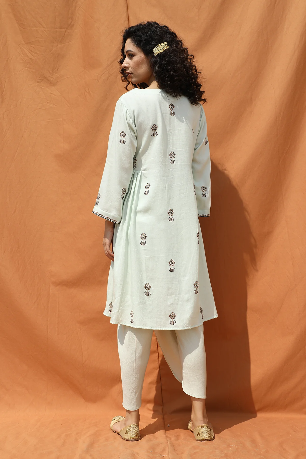 Light Mint Green Block Print Shirt and Tulip Pants - Image 4