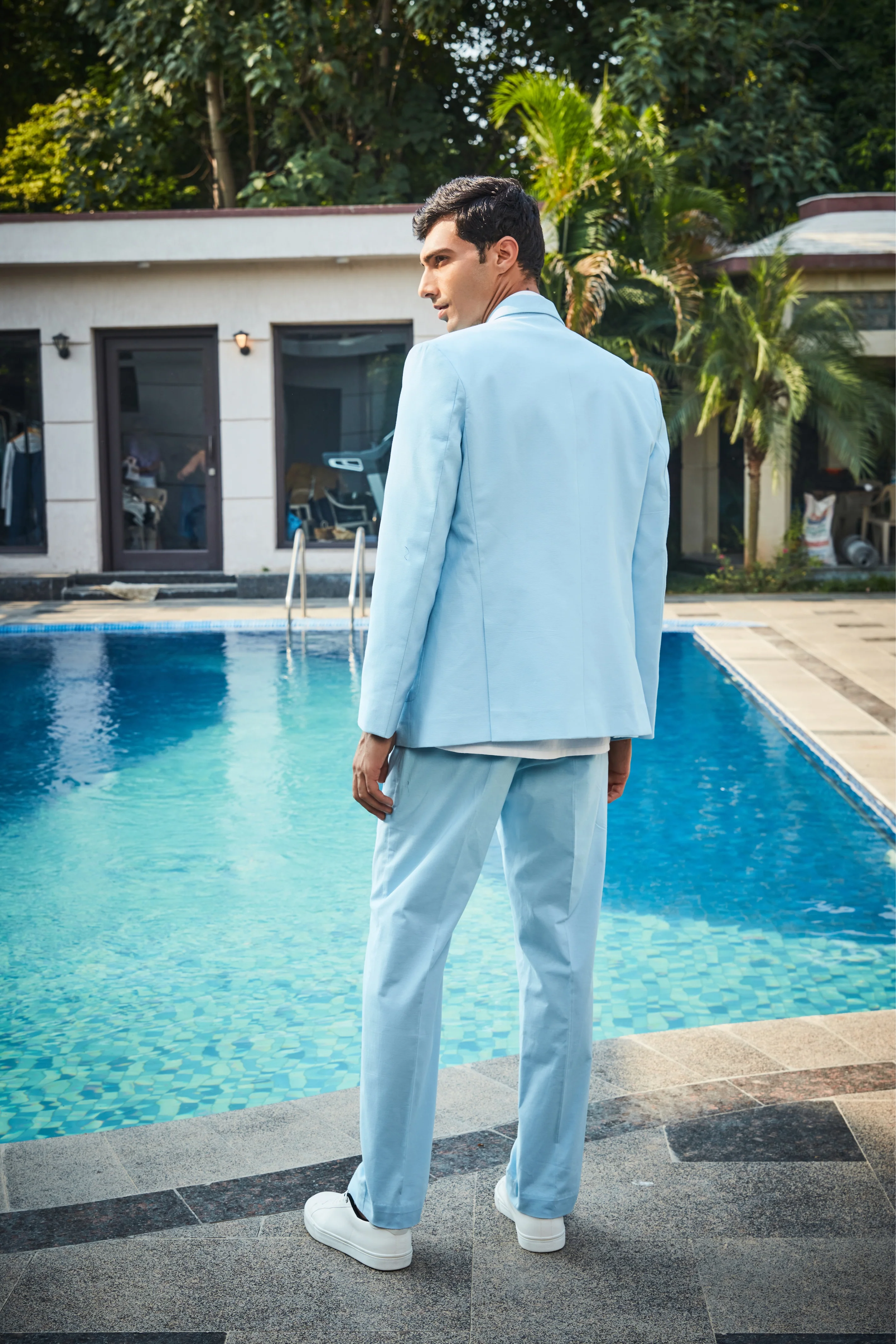 Tristan- Blue Linen Jacket Set - Image 4