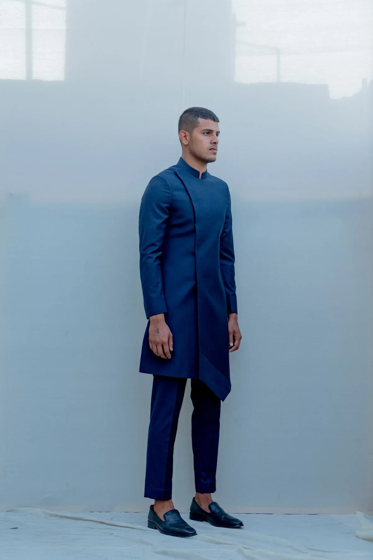 ULTRAMARINE - DARK BLUE INDO WESTERN JACKET SET - Image 2