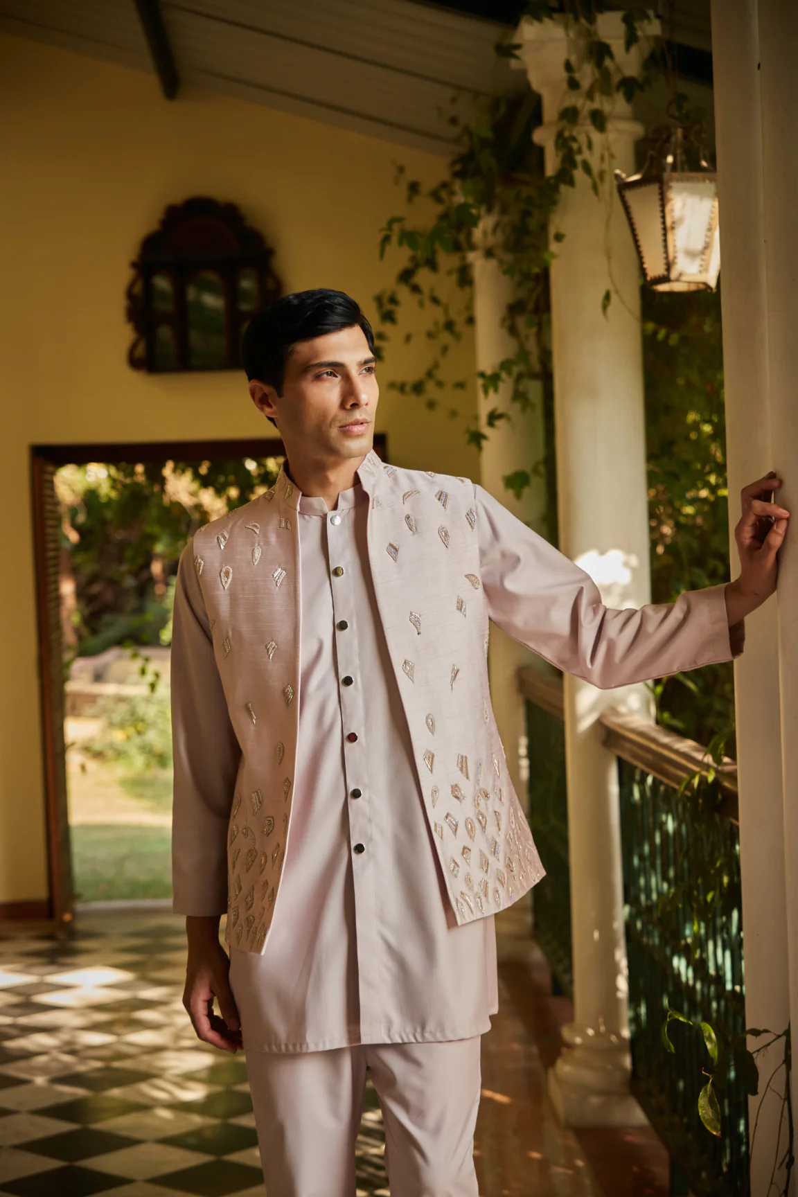 Vitale Light pink Nehru Jacket set - Image 2