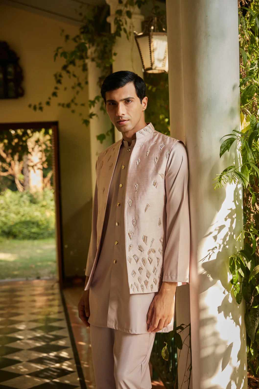 Vitale Light pink Nehru Jacket set - Image 3