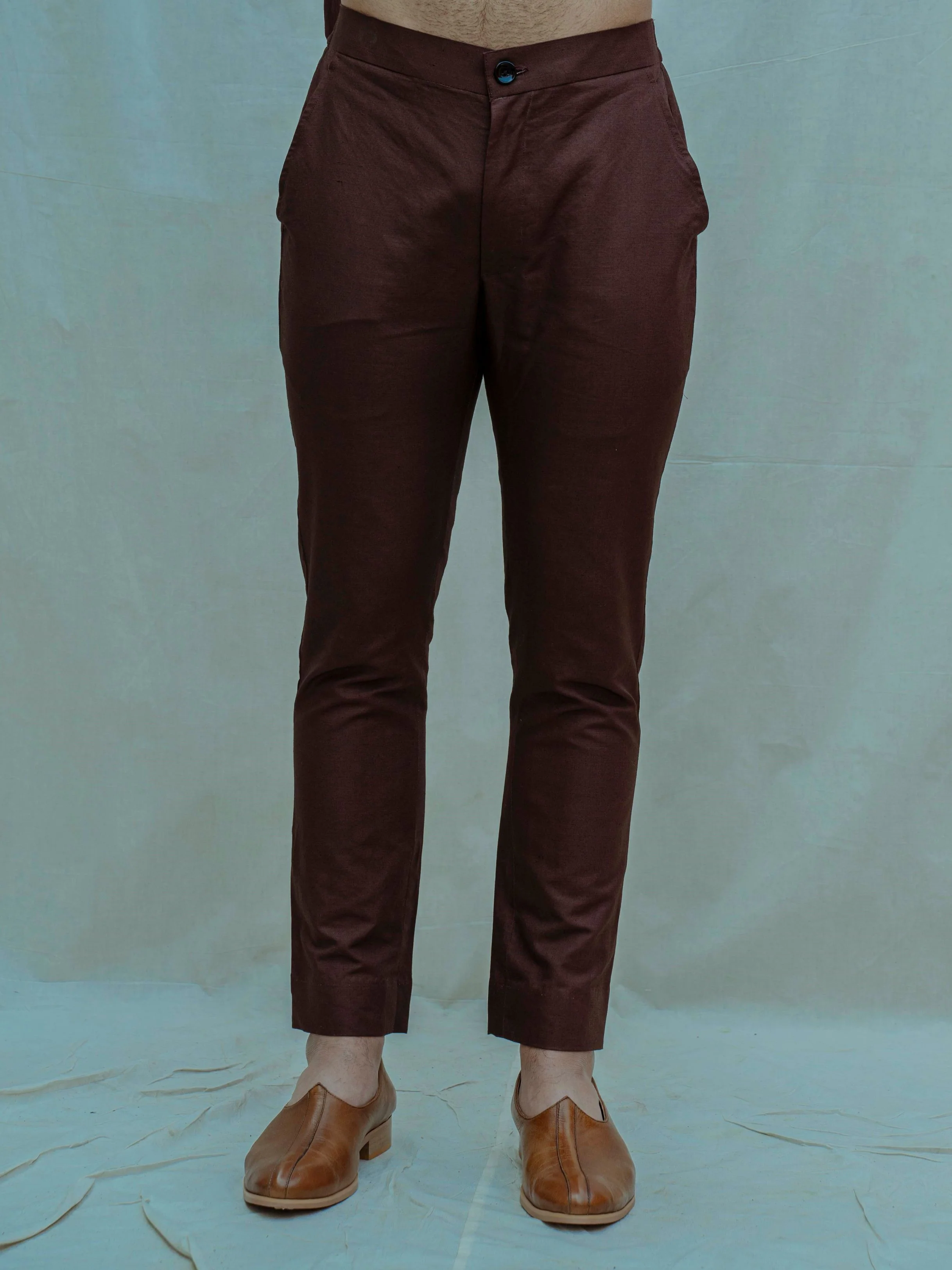 Warrior - Brown Asymmetry Pleated Kurta with Pant Set - Image 4