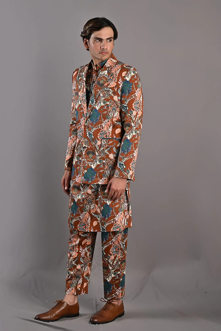 Watson - Maroon & Multi Printed Jacket With Kurta & Pant Set - Image 2