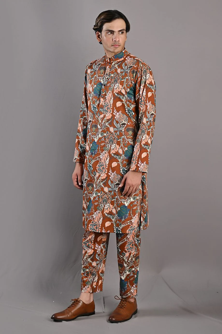 Watson - Maroon & Multi Printed Jacket With Kurta & Pant Set - Image 5
