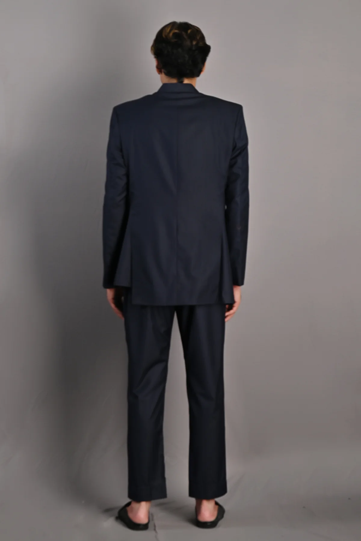 WAYLON - NAVY BLUE ASYMMETRIC BANDHGALA JACKET SET - Image 4