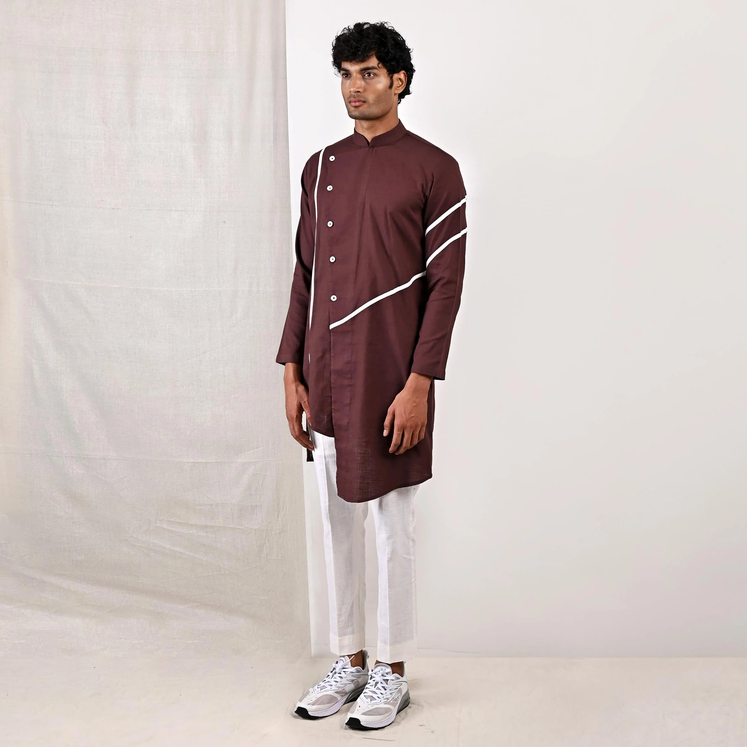 Wesley - Dark Mahogany Asymmetrical Kurta Set - Image 4