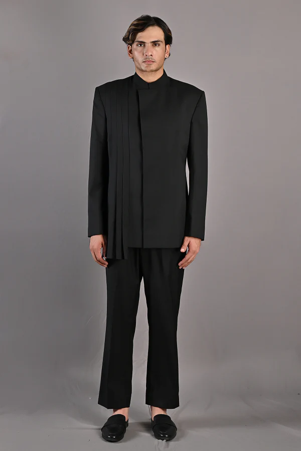 Zahir Bandhgala Pleated Jacket Set - Image 2