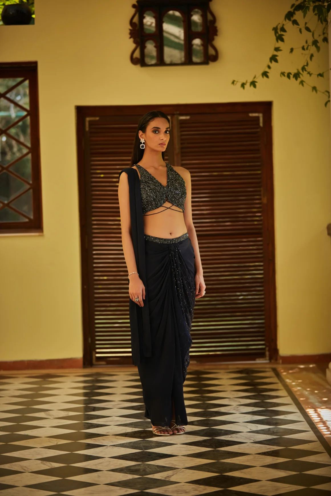 Zendaya Blue Concept Saree - Image 6