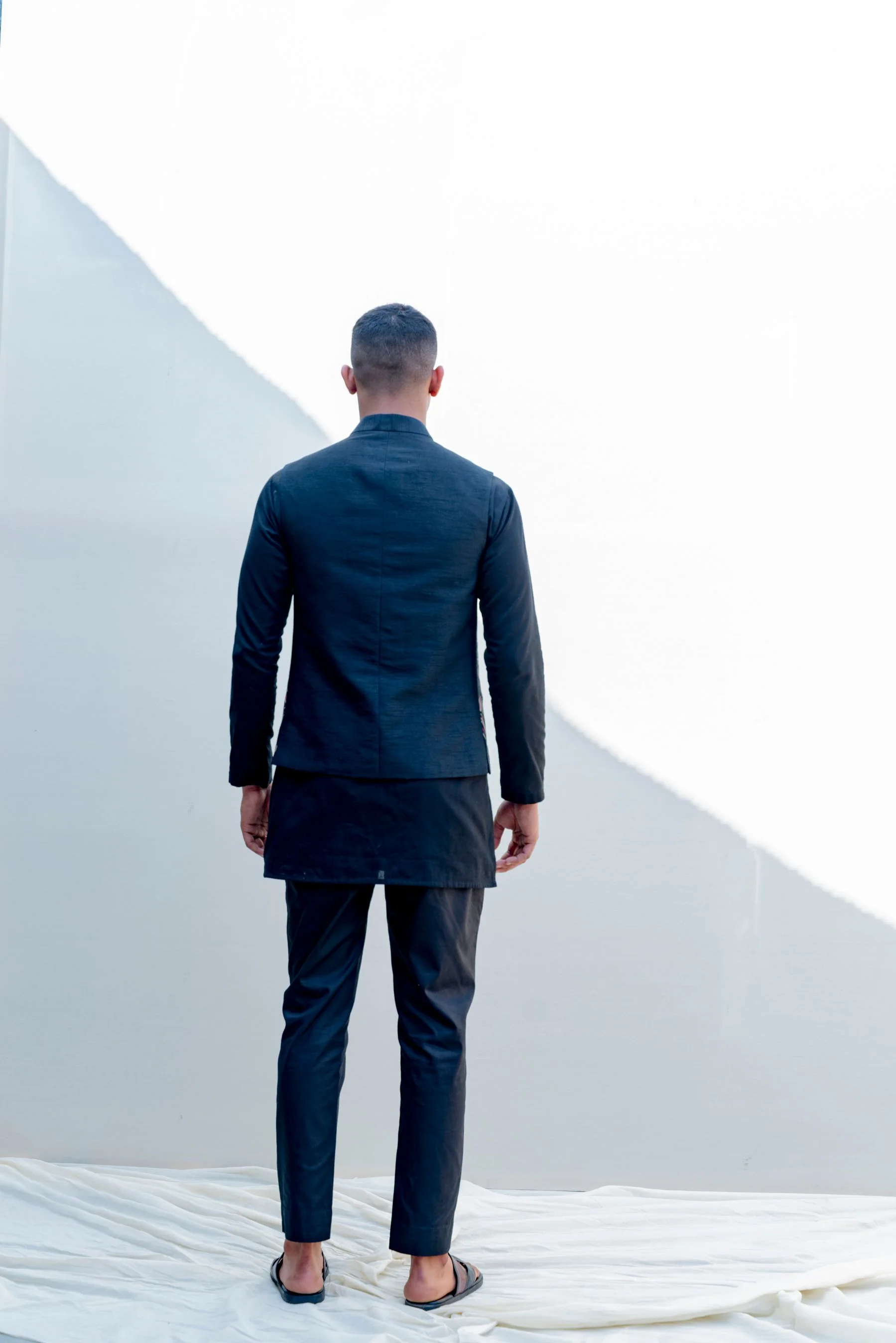 Zingaro - Black Embroidered Nehru Jacket with Kurta Set - Image 4