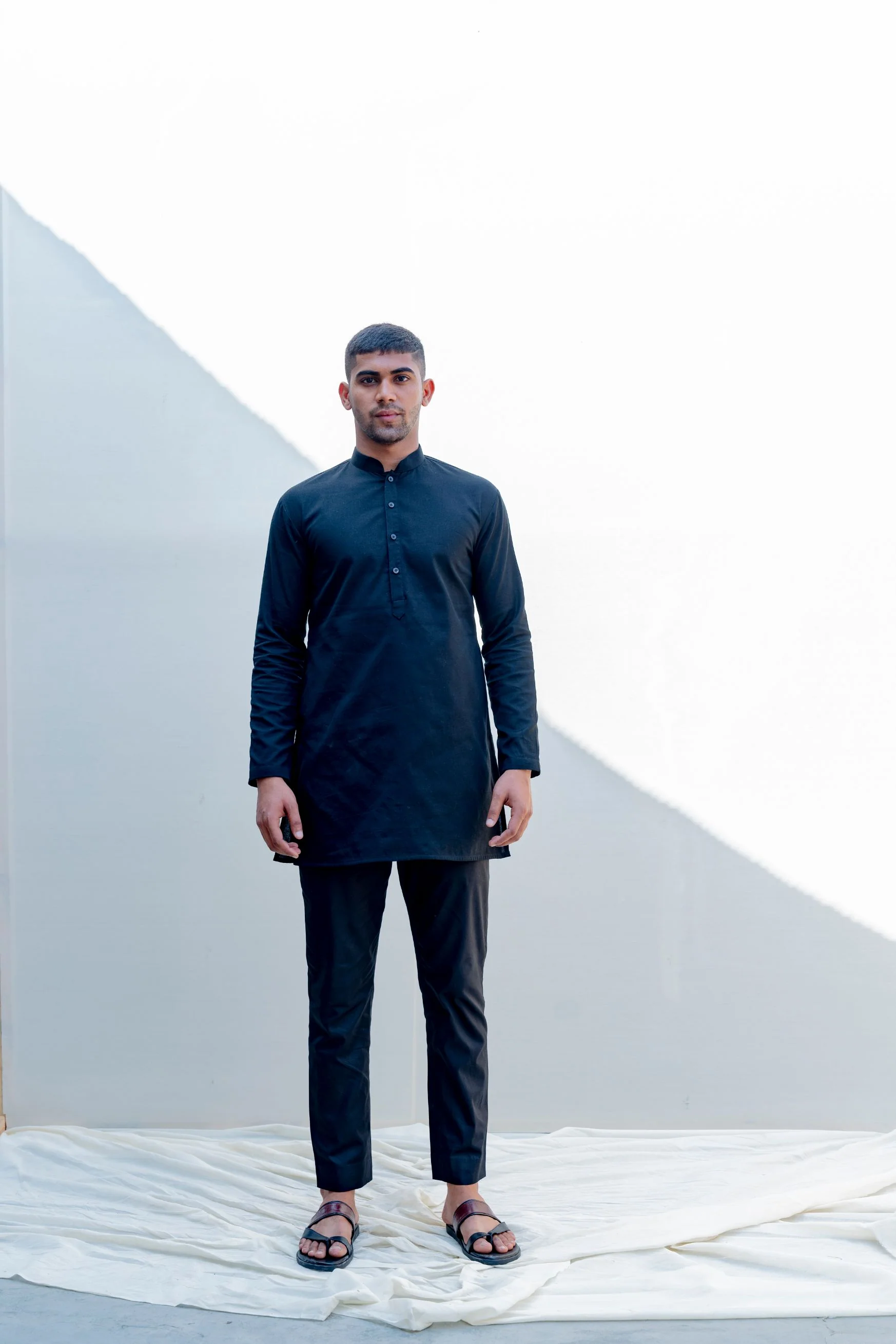 Zingaro - Black Embroidered Nehru Jacket with Kurta Set - Image 5