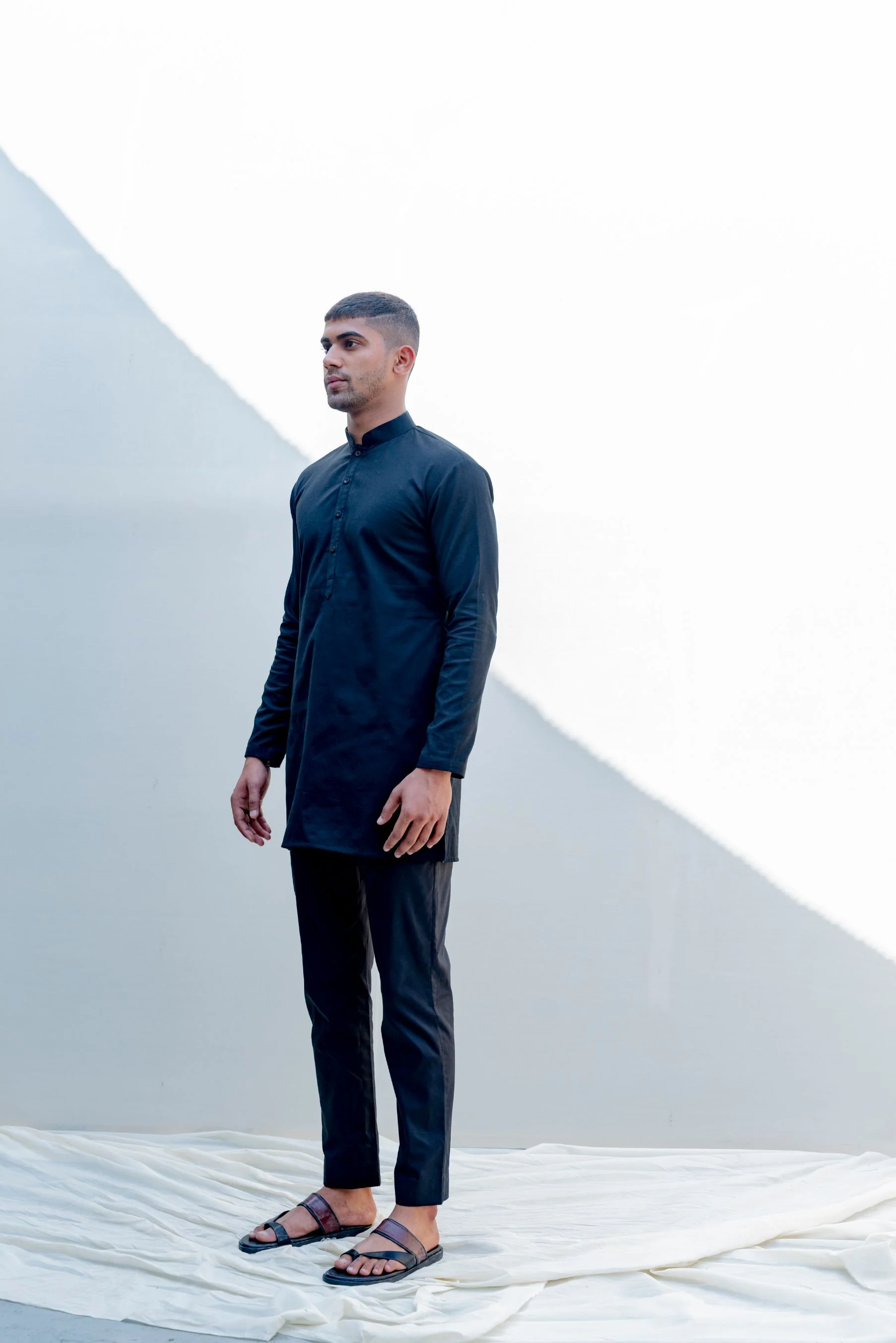 Zingaro - Black Embroidered Nehru Jacket with Kurta Set - Image 6